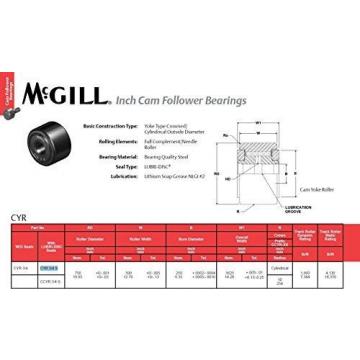 McGill CYR3/4S Cam Yoke Roller, Sealed, Inch, Steel, 3/4&#034; Roller Diameter, 1/2&#034;