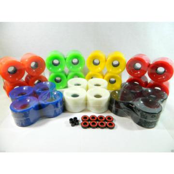 Blank 65mm Longboard Cruiser Multi Color Wheels + ABEC 7 Bearing  + Spacers