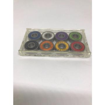8 Pcs  smoth Skateboard pennyboard Bearings ABEC7 Multi Color with 4pcs Spacers