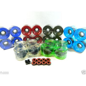 Blank 65mm Longboard Cruiser Multi Clear Color Wheels + ABEC 7 Bearing + Spacers