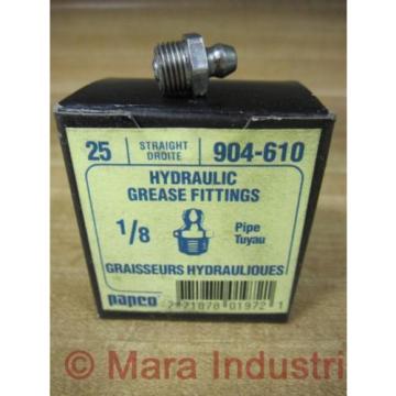 Papco 904-610 Straight Grease Fittings Zerk 1/8&#034; NPT (Pack of 25)