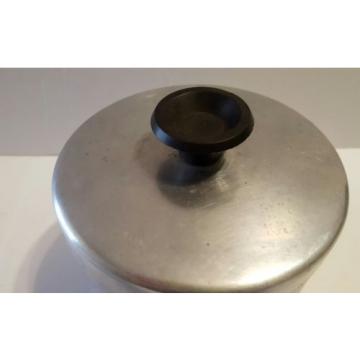 VINTAGE ALUMINUM GREASE CAN BLACK KNOB ON LID 4&#034; TALL