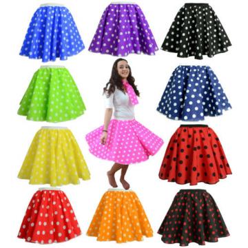Adult 1950&#039;s GREASE Style UK MADE Polka Dot 24&#034; Long Skirt Scarf/Bow costume