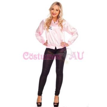Ladies Grease Pink Lady Satin Jacket 50&#039;s 1950&#039;s Costume 50s Embroidery Letter