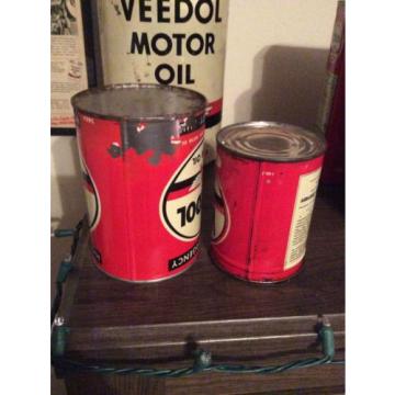 (2) Rare Flying A Veedol Motor Oil Cans Grease 1 Quart 1 Lb Tidewater