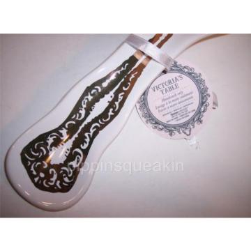 Victoria&#039;s Table Spoon Rest Cream Ceramic Gold Print   Rest In Grease