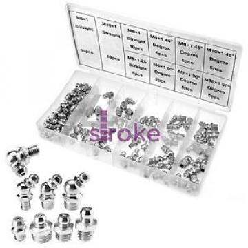 Brand New 110Pc Grease Nipples Fittings M6 M8 M10 45° 90° Assorted Nipple Set