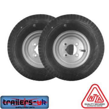 2 x Trailer Wheels Complete 480/400 x 8&#034; 4/4 PCD 4 Ply with grease nipple