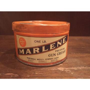 Antique Marshall Wells Co Marlene Pressure Gun Grease Tin 1lb Pound Can Vtg Oil