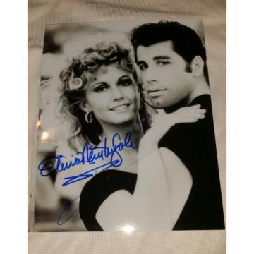 Signed 8 x 10 black and white photo Grease Olivia Newton John and John Travolta.