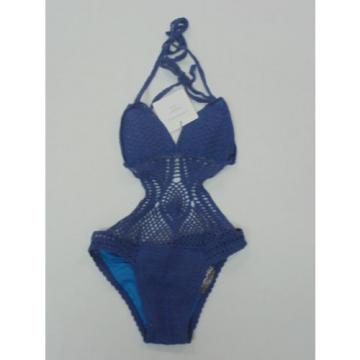 Lisa Maree Women&#039;s The Grease Monkey Crocheted Swimsuit Blue HM7 Size XS NWT