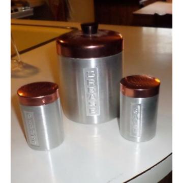 3 PIECE ALUMINUM CANISTER SET, SALT, PEPPER, GREASE CAN,