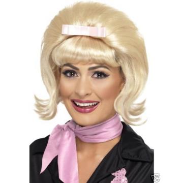 Ladies 1950s Flicked Beehive Wig 50s Housewife Grease Fancy Dress Costume Adult