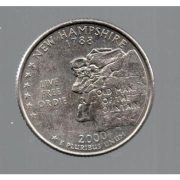 2000  HAMPSHIRE 25c STRUCK WITHOUT MINT MARK, STRUCK THRU GREASE NO MINT MARK