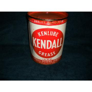 Vintage Kendall Kenlube Grease Can 5lb Whitco Chemical Bradford Penna Nice