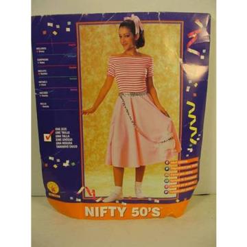 New Ladies Nifty 50&#039;s Grease Pink Poodle Skirt Dress Costume One Size HA28