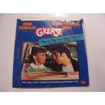 JOHN TRAVOLTA OLIVIA TON GREASE PICTURE SLEEVE 45 RPM 7&#039;&#039; Record