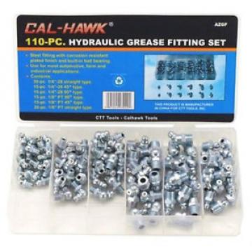 110 PC Hydraulic Grease Fitting Set Zerk SAE 1/4&#034; 1/8&#034; Straight 45 &amp; 90 Degree