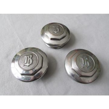 BUICK, 1930s, BRASS, CHROME OR NICKLE PLATED, GREASE CAPS. 3 IN NICE CONDITION.