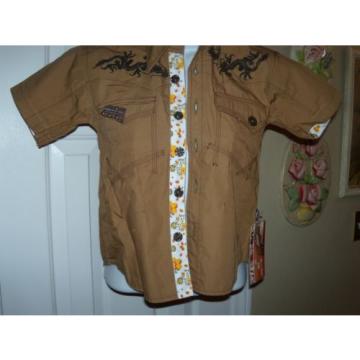 Girls Size 8 Oil And Grease Company Button Down Shirt Beaded Cross  NWT