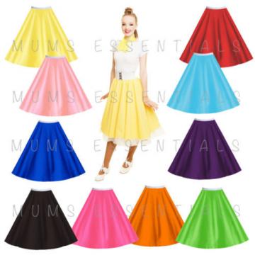 Girls Child Plain 1950s Costume Circle Skirt Rock and Roll GREASE SANDY SKIRT