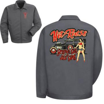 Hotrod 58 Garage Jacket Grease Gas Girls Pin Up Vintage Classic American V8 Car