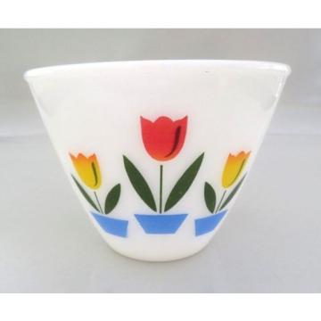 EUC VINTAGE FIRE KING TULIP NESTING MIXING GREASE BOWL,BRIGHT COLORS 4&#034; TALL
