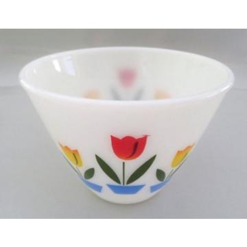 EUC VINTAGE FIRE KING TULIP NESTING MIXING GREASE BOWL,BRIGHT COLORS 4&#034; TALL
