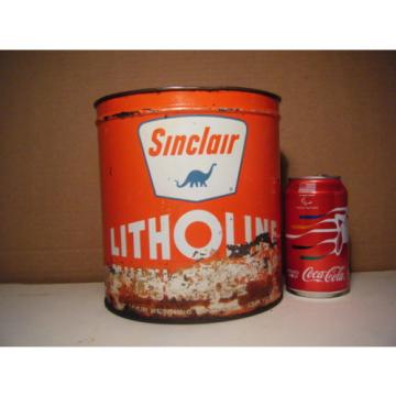 VINTAGE ADVERTISING SINCLAIR LITHOLINE MULTI PURPOSE GREASE CAN NO TOP