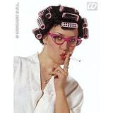 Ladies Black Curly Wig With Curlers 1940&#039;S Ww1 Grease Frenchy Fancy Dress