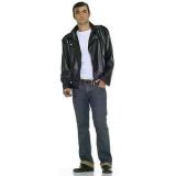 Mens Greaser Jacket 50s Grease Faux Leather Jacket Black Halloween 1950s Adult