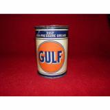 1945 GULF HIGH PRESSURE GREASE METAL CAN IN NICE CONDITION EMPTY